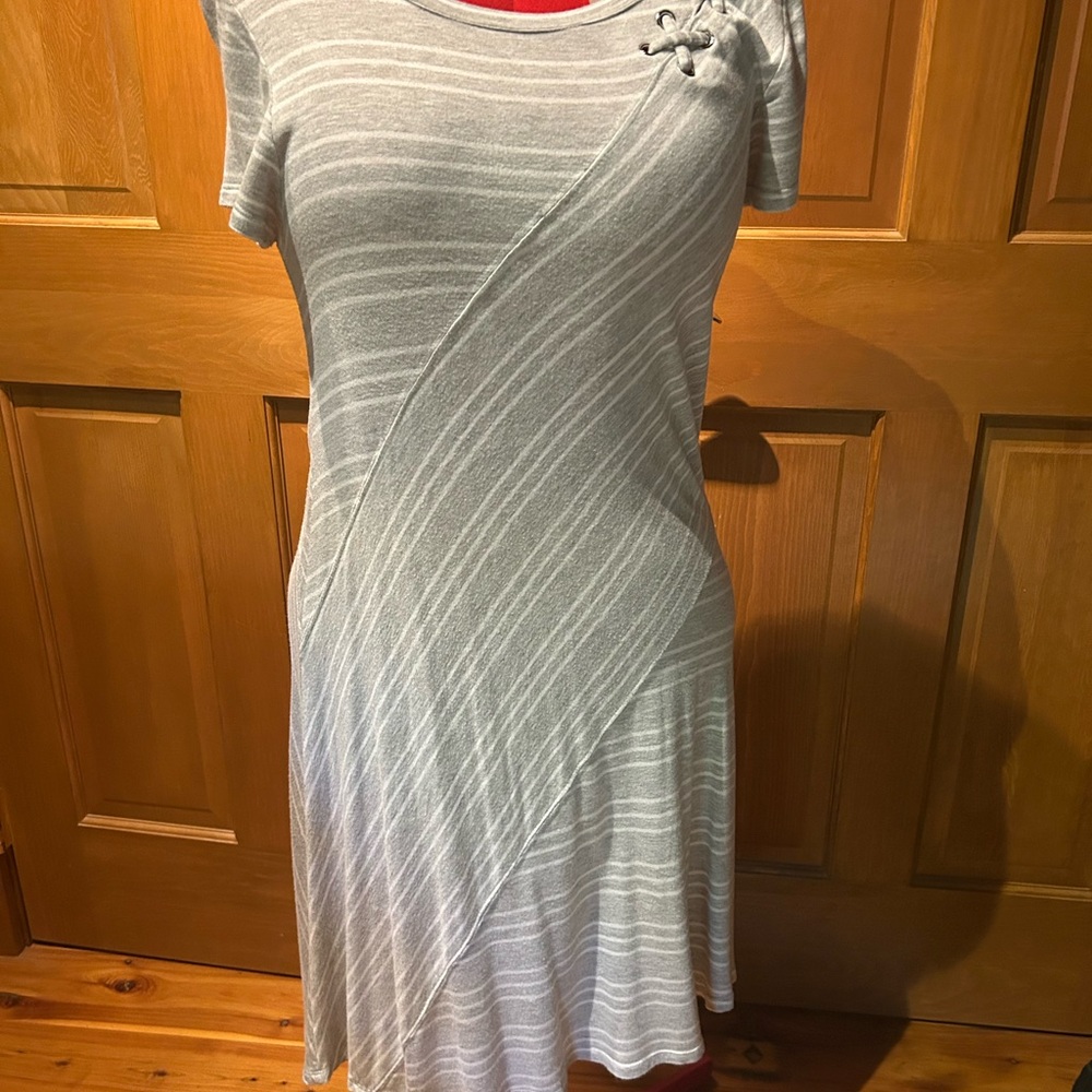 Gray Asymmetrical Ruched A-Line Dress